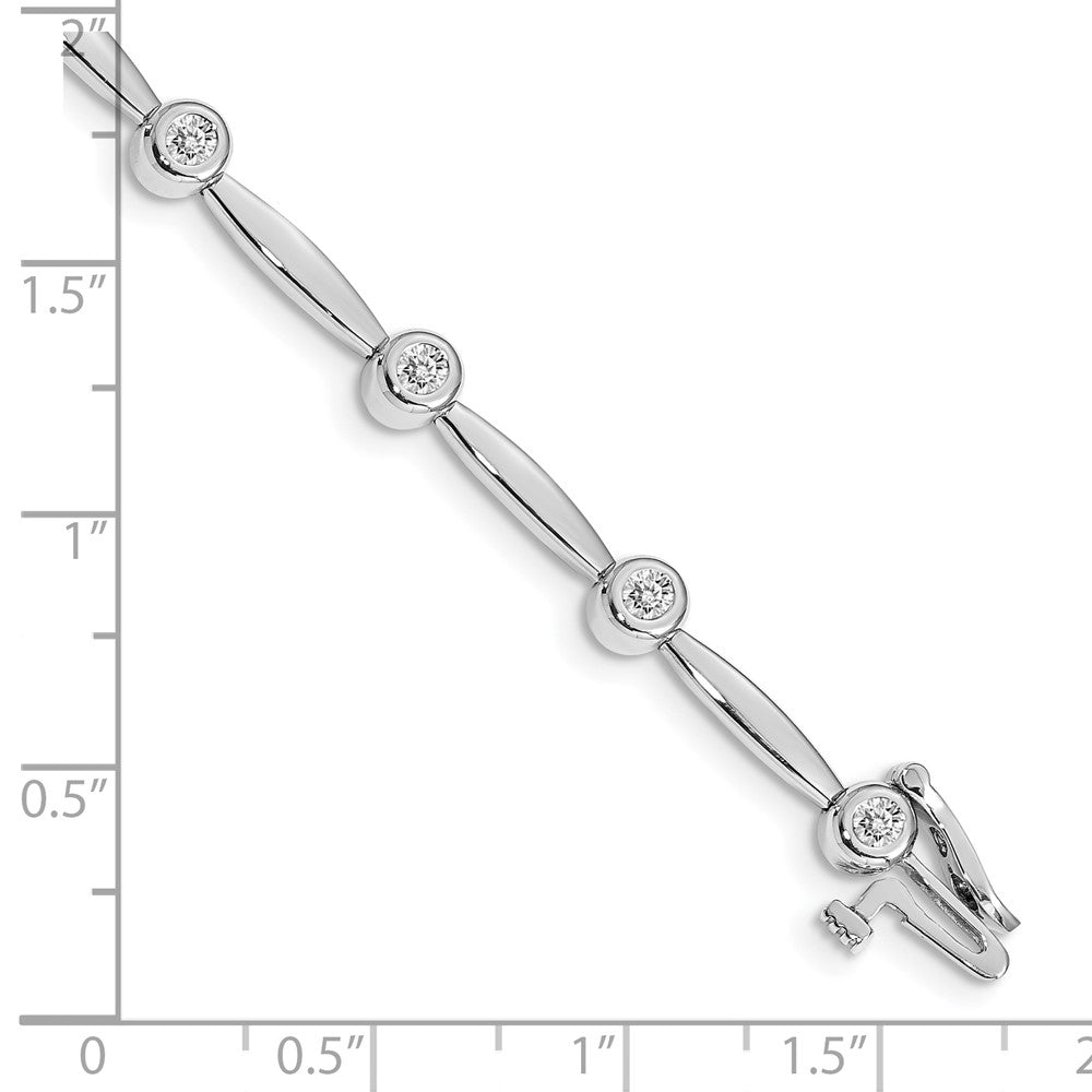 14k White Gold Complete 1/2 carat Round VS Diamond Bezel Curved Bar Link 7 inch Bracelet - View 4