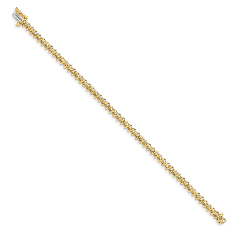 14k Complete 7/8 carat Round AA Diamond 2-prong S-link 7 inch Tennis Bracelet - View 2
