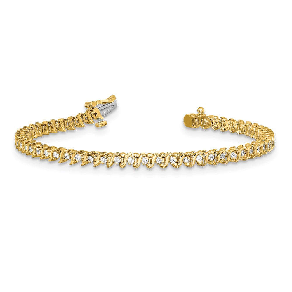 14k Complete 7/8 carat Round AA Diamond 2-prong S-link 7 inch Tennis Bracelet - View 3