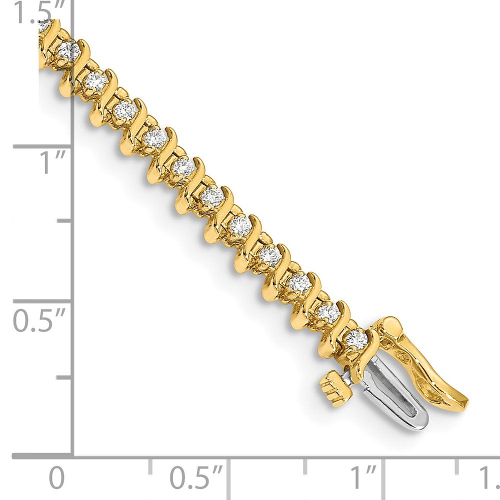14k Complete 7/8 carat Round AA Diamond 2-prong S-link 7 inch Tennis Bracelet - View 5