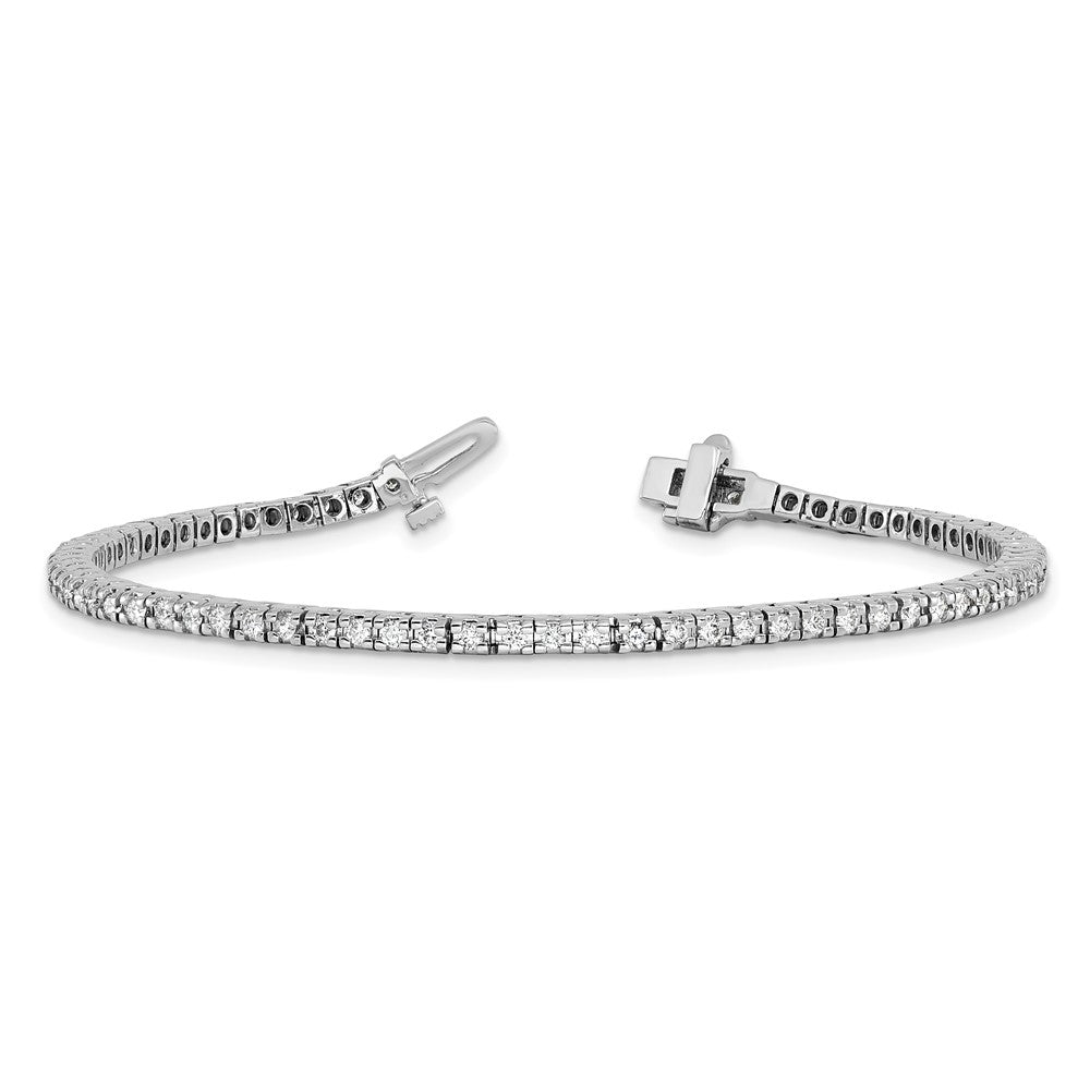 14k White Gold Complete 1.25 carat Round AAA Diamond 4-prong 7 inch Tennis Bracelet - View 6