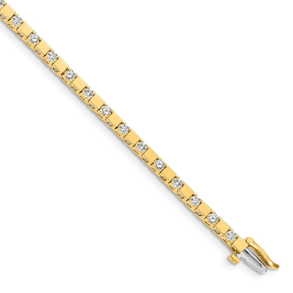 14k Complete 1.1 carat Round AA Diamond Square Link 7 inch Tennis Bracelet - View 1