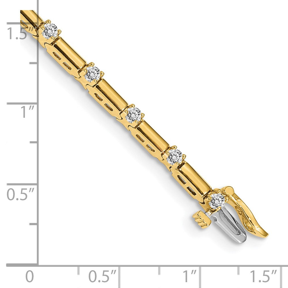14k Complete 1 carat Round A Diamond Bar Link 7 inch Tennis Bracelet - View 4