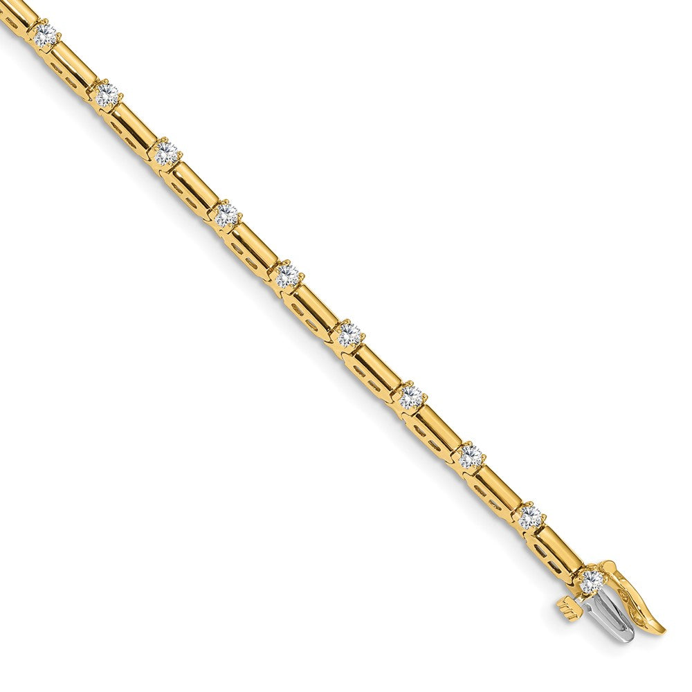 14k Complete 1 carat Round A Diamond Bar Link 7 inch Tennis Bracelet