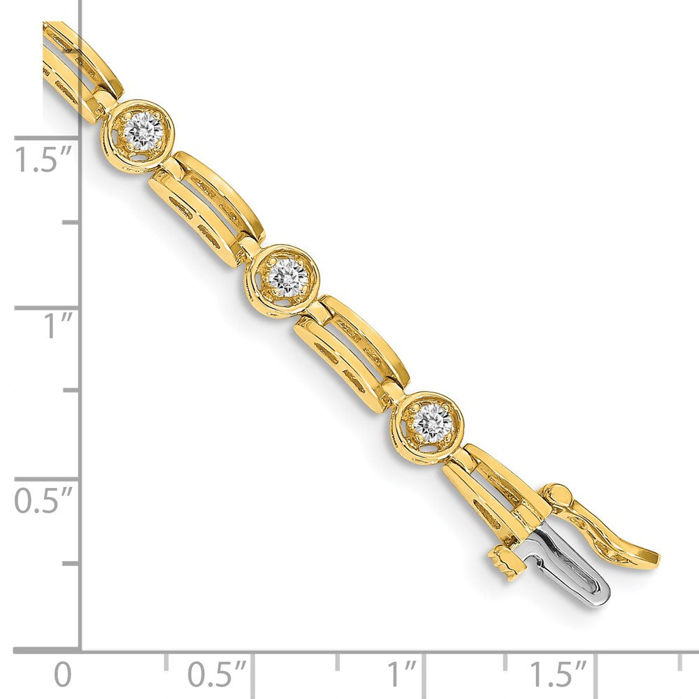 14k Complete 3/4 carat Round AAA Diamond 4-prong Bar Link 7 inch Tennis Bracelet - View 4