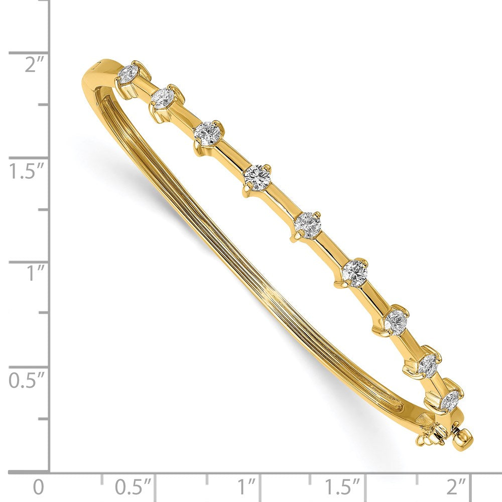 14k Complete 7/8 carat AA Diamond Hinged Oval Bangle Bracelet - View 2