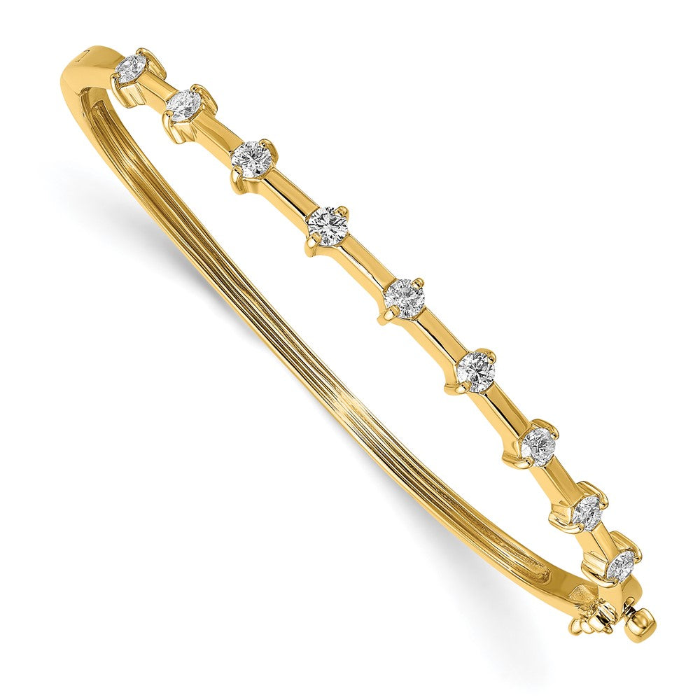 14k Complete 7/8 carat AA Diamond Hinged Oval Bangle Bracelet - View 1