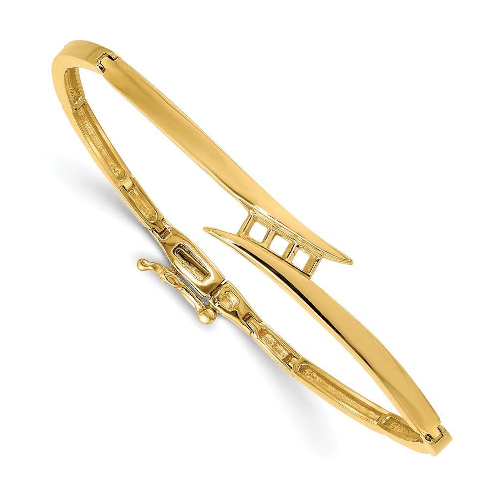 14k Complete 3-Stone 1/4 carat VS Diamond Hinged Bangle Bracelet - View 1