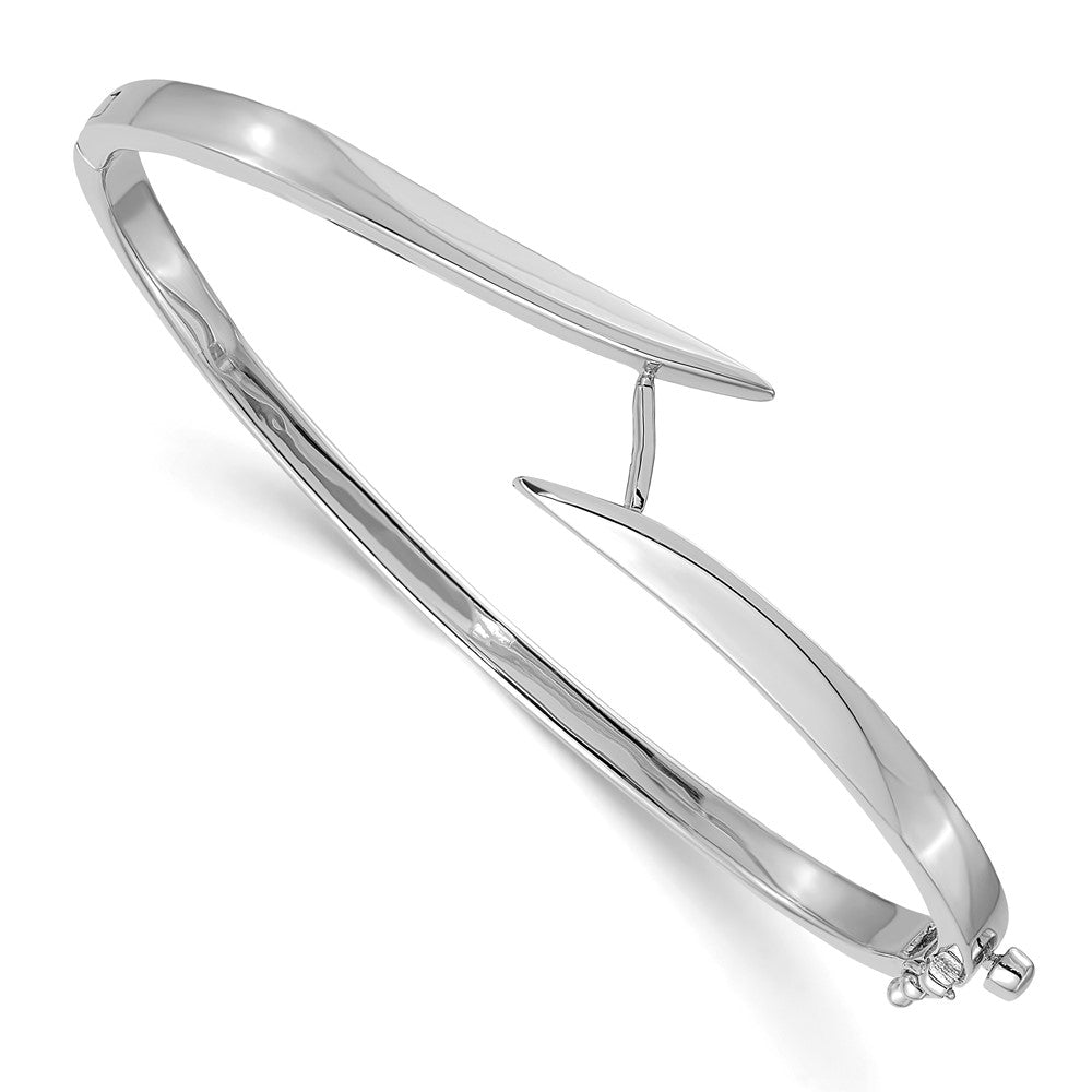 14k White Gold Complete 1/2 carat A Diamond Hinged Oval Bangle Bracelet - View 3