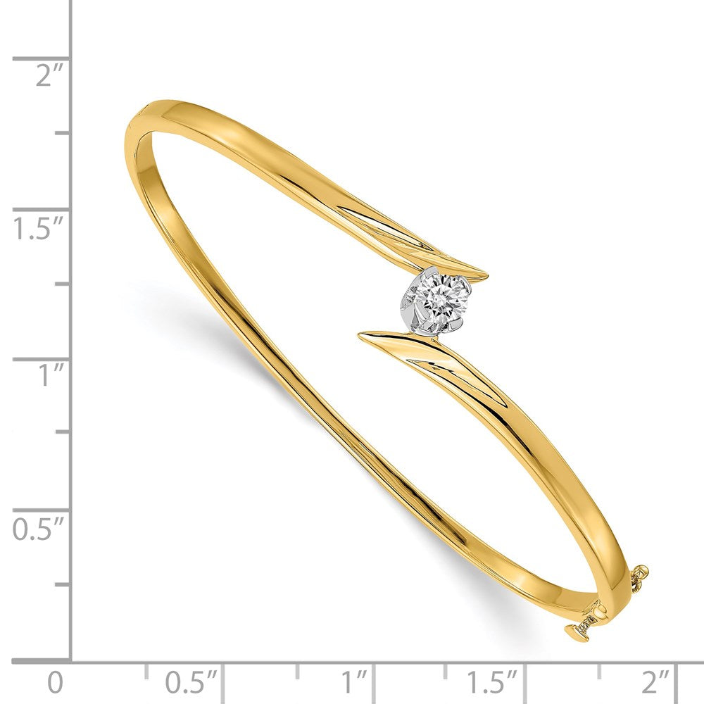 14k Two-tone Complete 1/4 carat VS Diamond Hinged Oval Bangle Bracelet - View 2