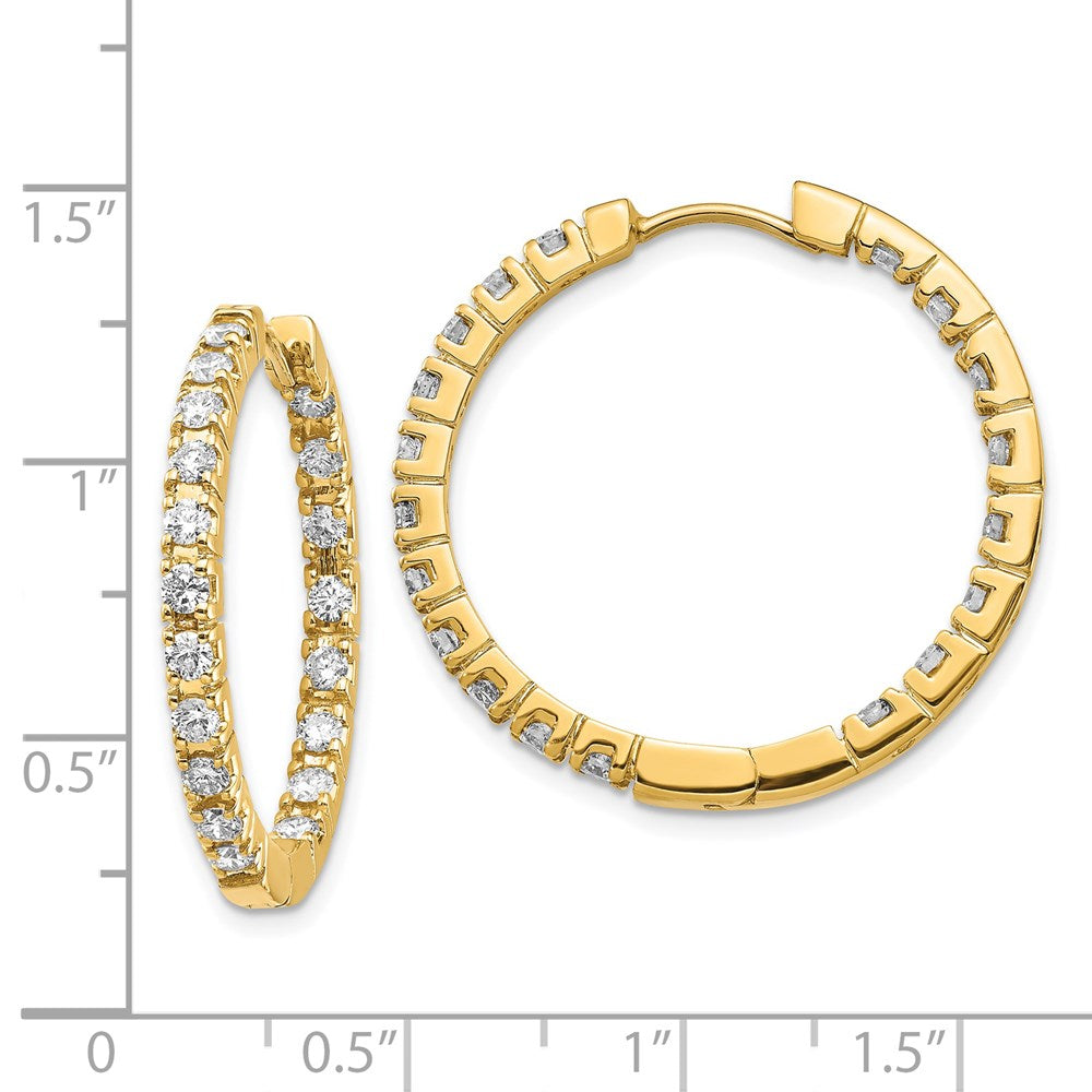 14k 1.9 carat A Diamond In/Out Hinged Hoop Earrings
