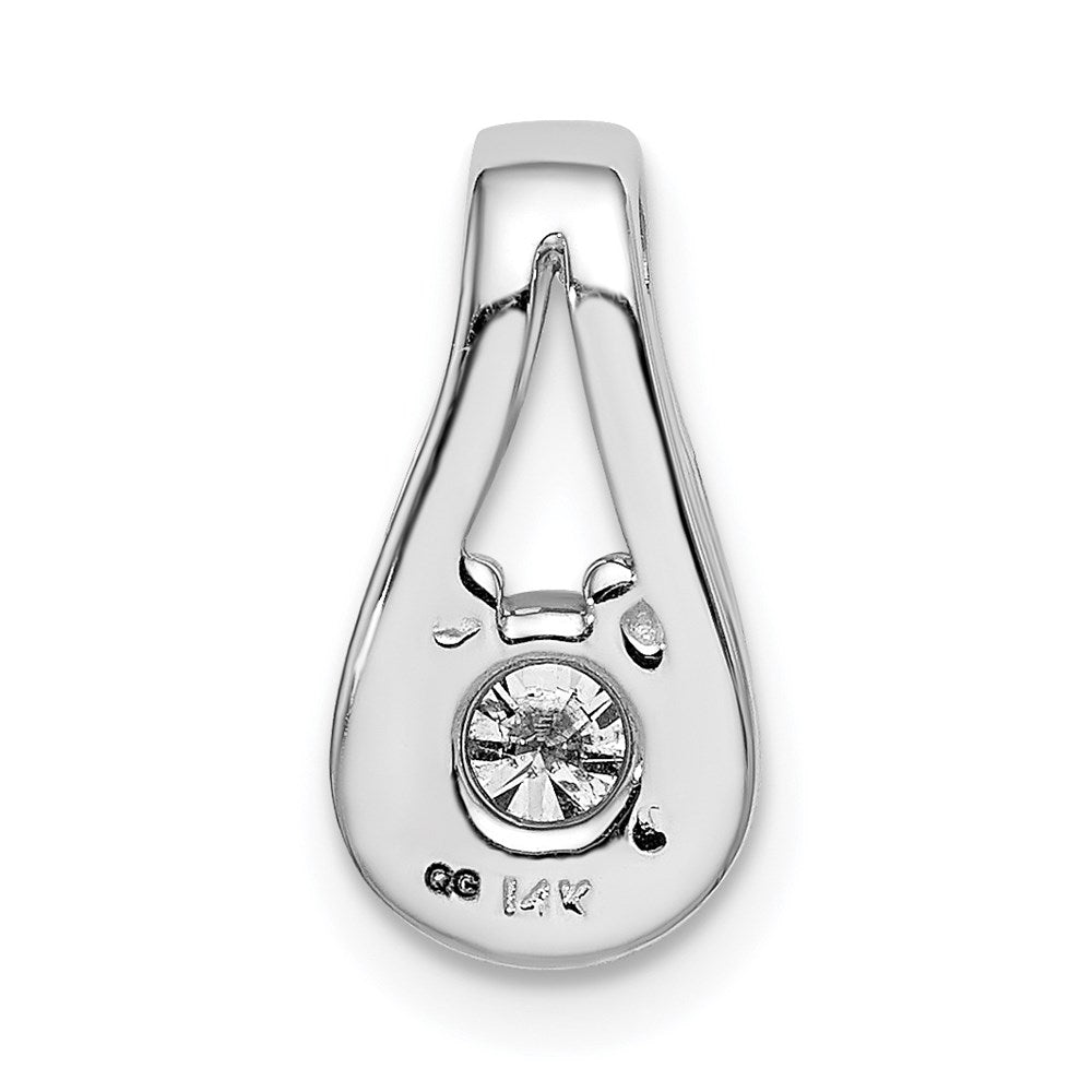 14k White Gold Diamond Teardrop Slide Pendant for Omega Necklaces - Image 4