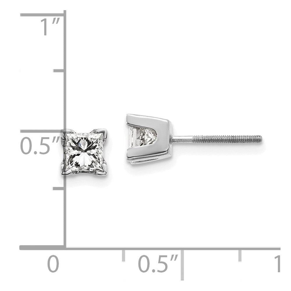 14k White Gold Princess Cut Diamond Stud Earrings - Image 2