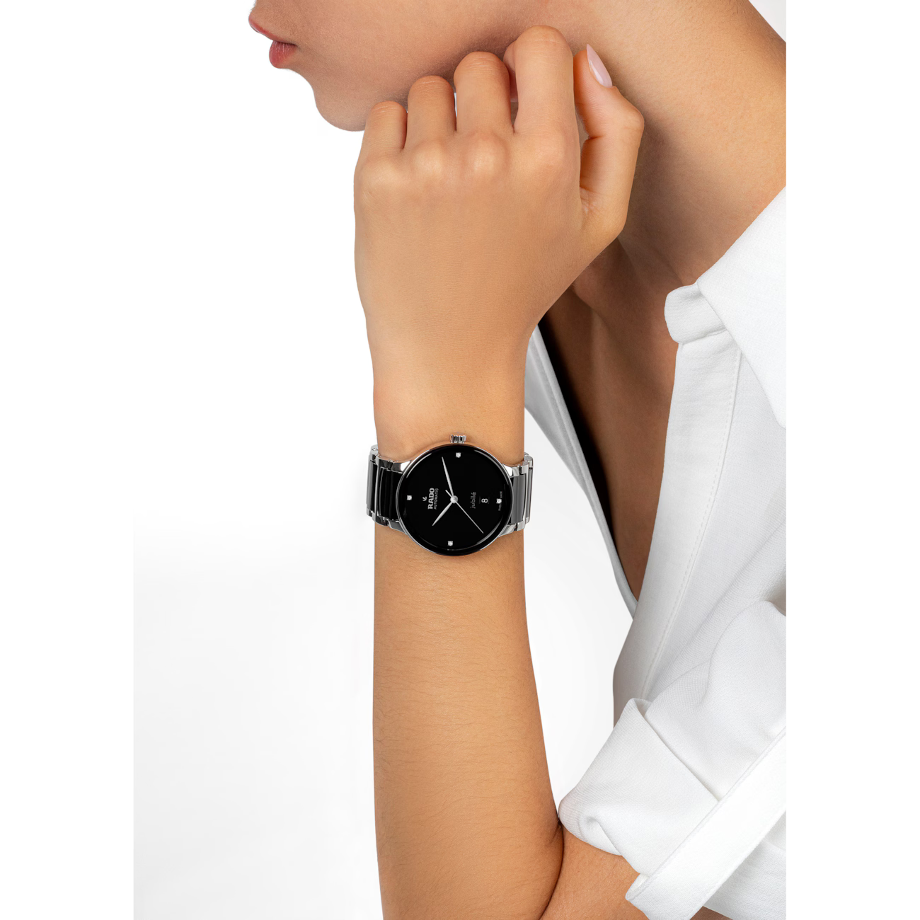 Rado Centrix Diamond Black Stainless Steel Automatic Watch 39.5mm