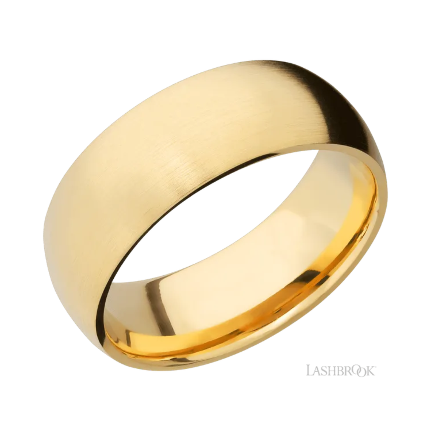Lashbrook Polish & Satin Domed Wedding Band 14K Yellow Gold – 8 mm