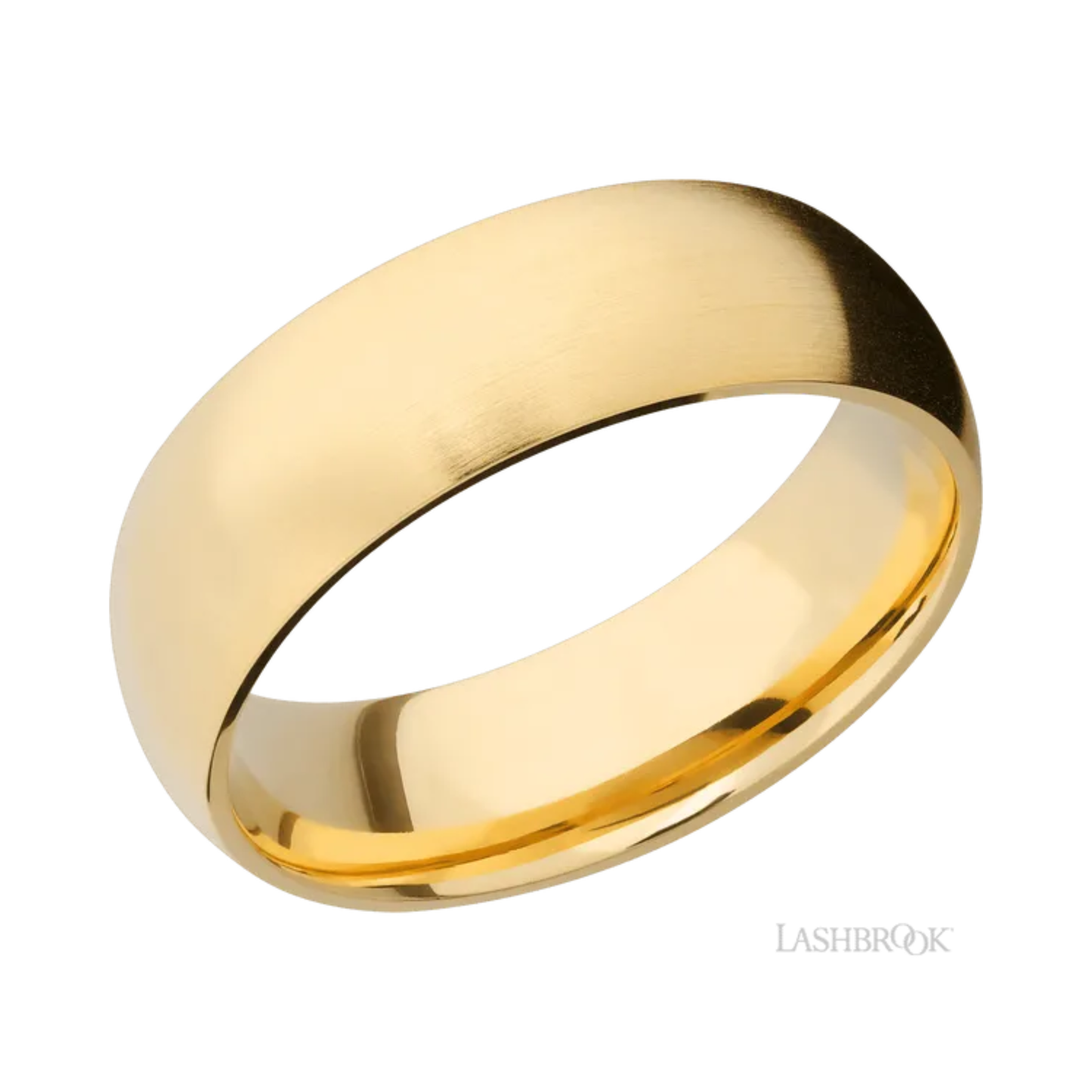 Lashbrook Satin Wedding Band 14K Yellow Gold – 7 mm Domed