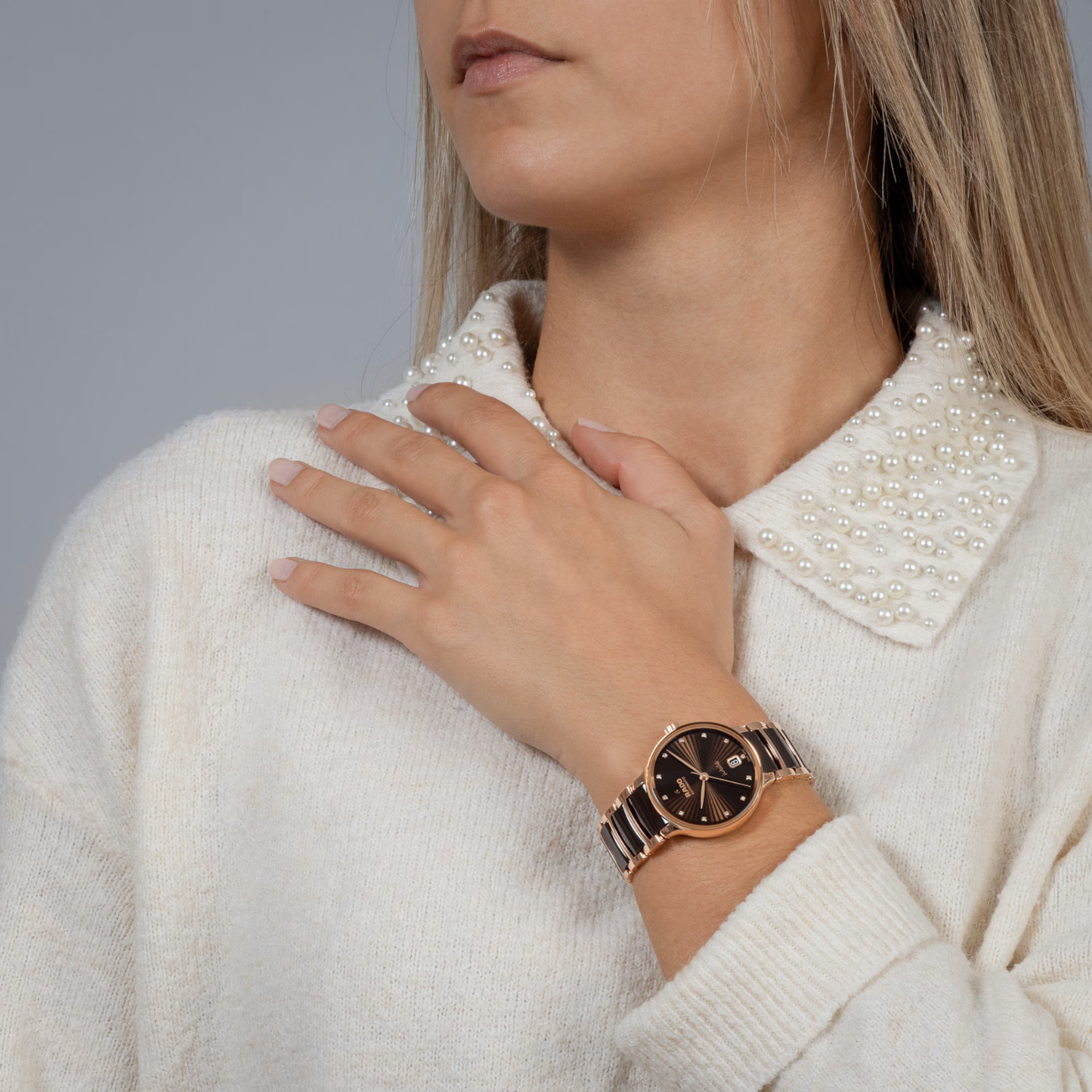 Rado Centrix Brown Diamond Ceramic Automatic Watch 35 mm