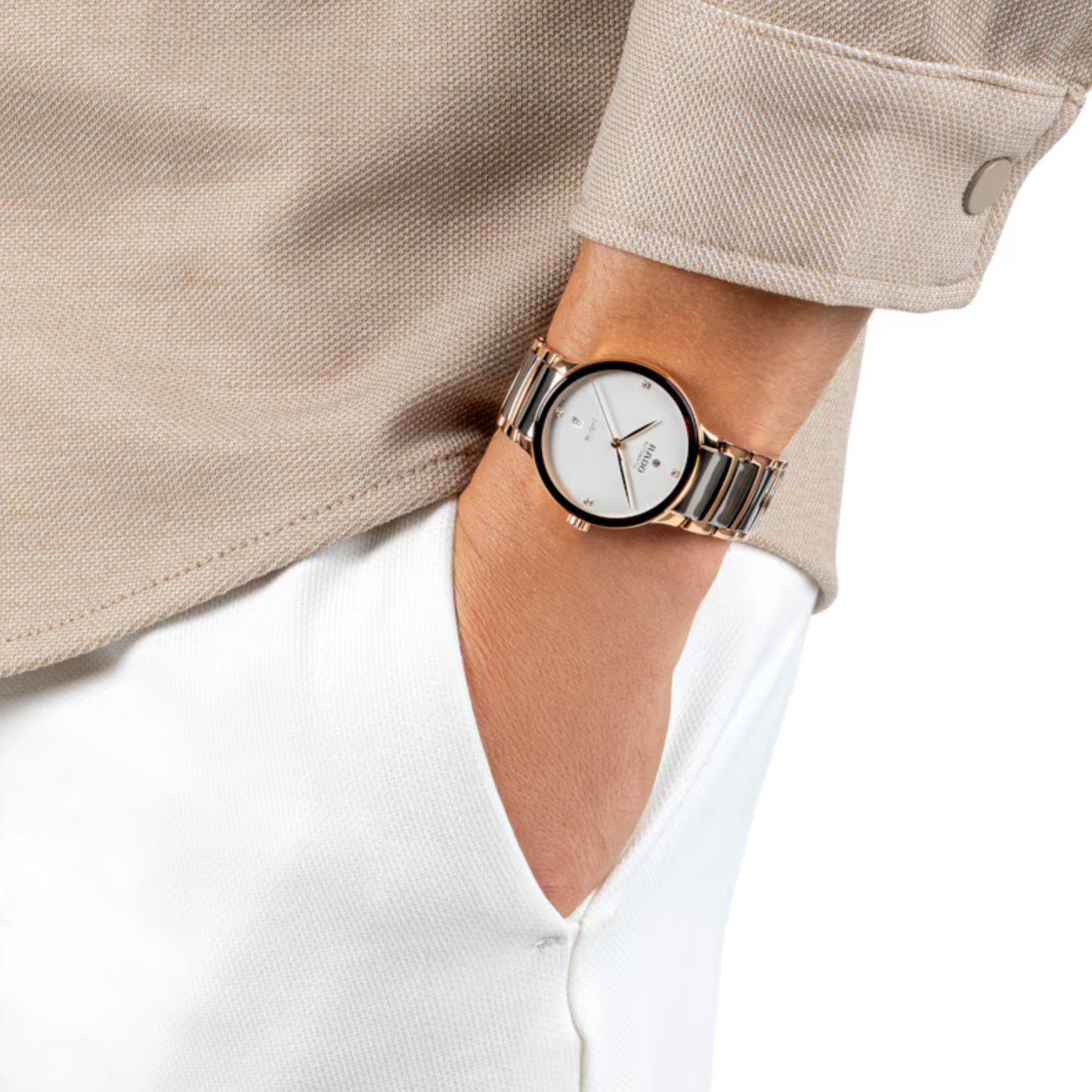 Rado Centrix Diamonds Grey Two-Tone Automatic Watch 39.5 mm