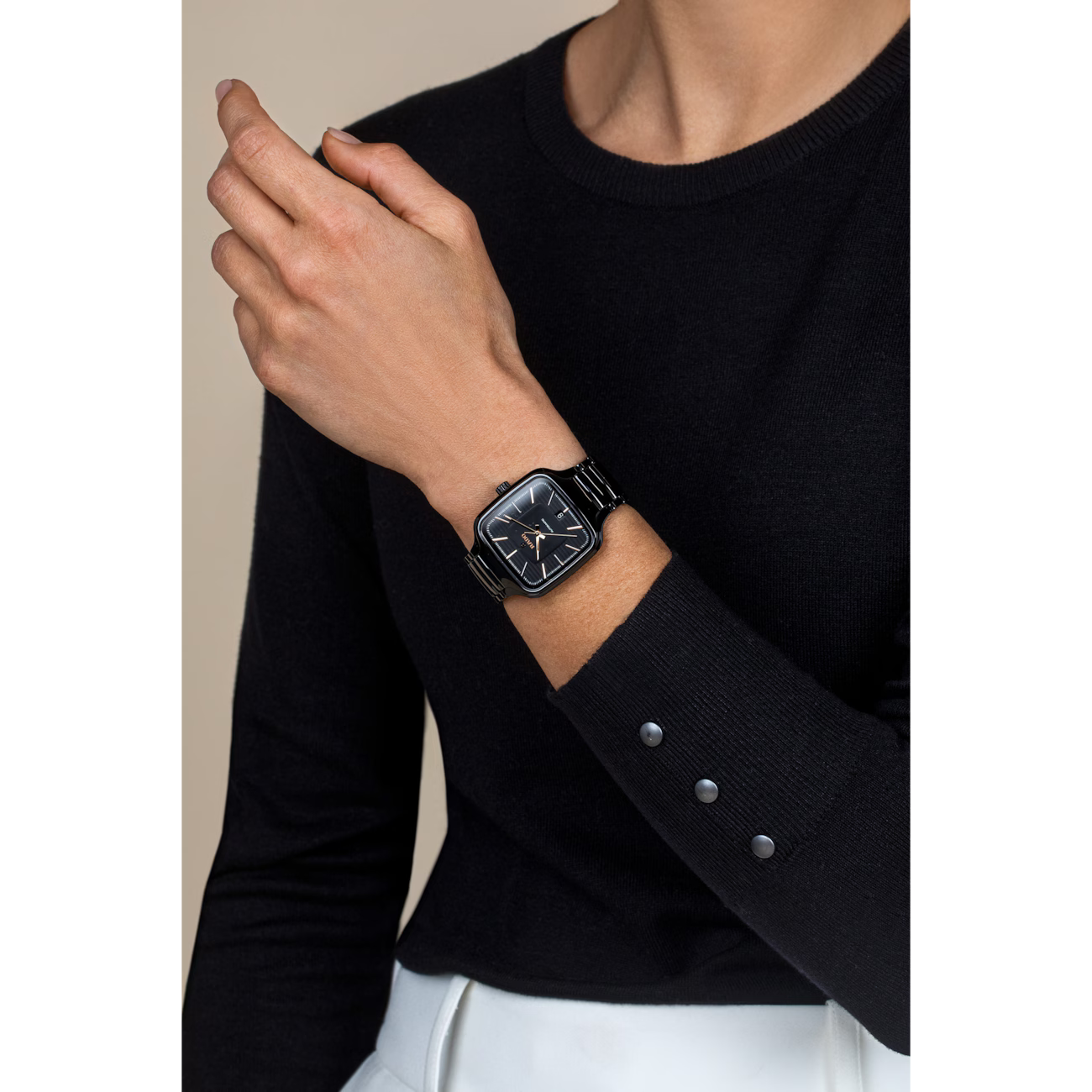 Rado True Square Black Ceramic Titanium Automatic Watch 38 mm