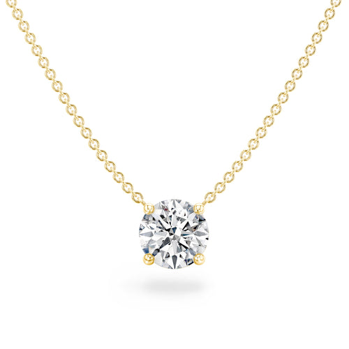 MK 14K Yellow Gold 3.03 ct. Round CVD Diamond Solitaire Necklace