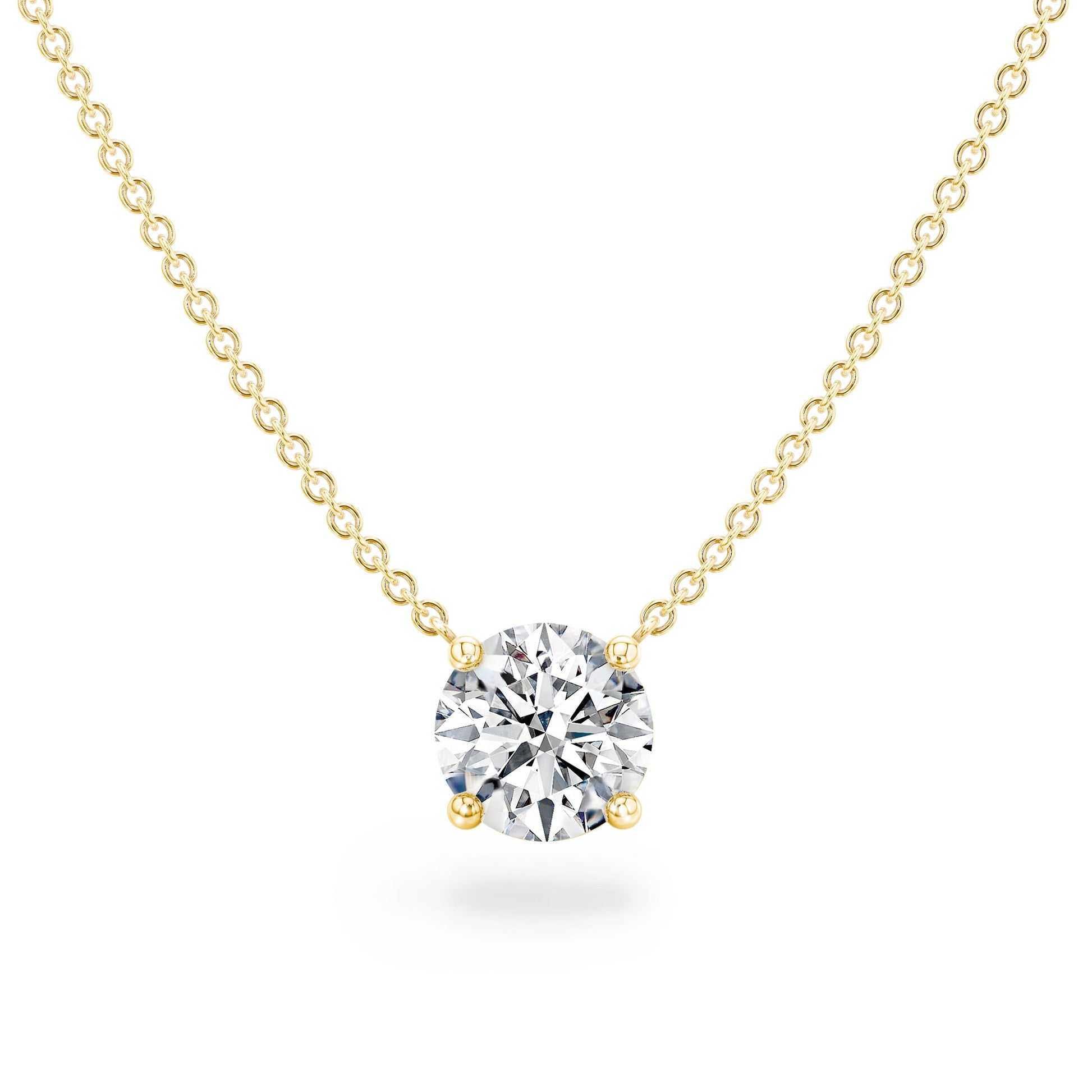MK 14K Yellow Gold pendant featuring a 2.53 ct lab-grown round diamond in a link design.