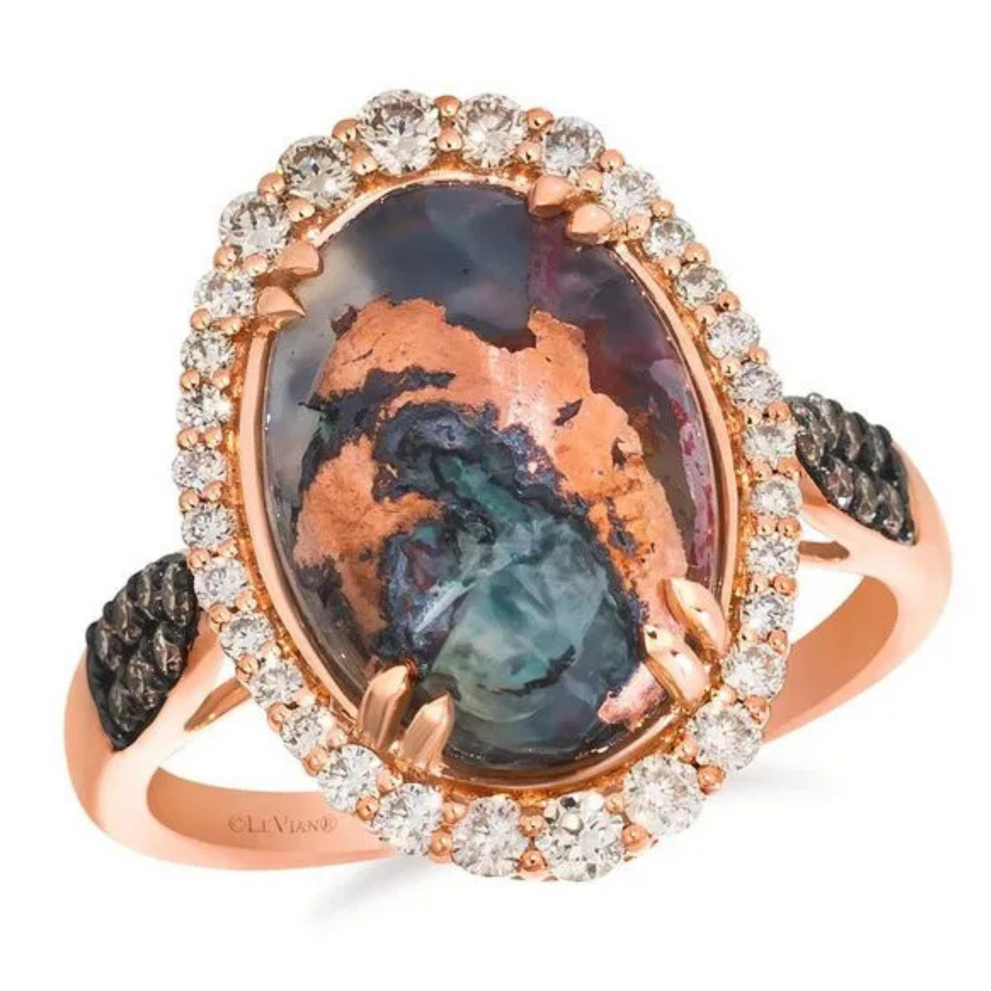 Le Vian 14K Strawberry Gold Aquadite Black & Nude/Chocolate Diamond Ring 4.5ct