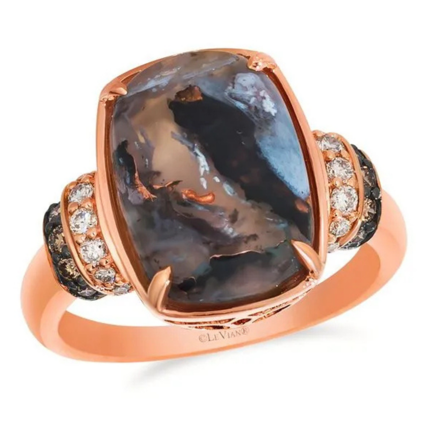 Le Vian 14K Strawberry Gold Aquadite Black & Chocolate/Nude Diamond Ring 4.75ct