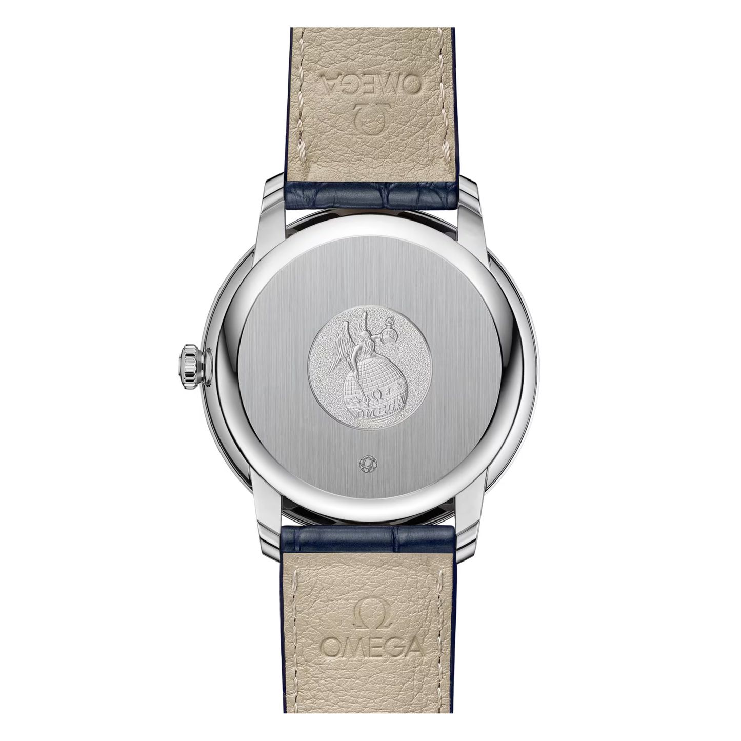 Omega De Ville Prestige Blue Leather Silver Dial Automatic Watch 39.5 mm