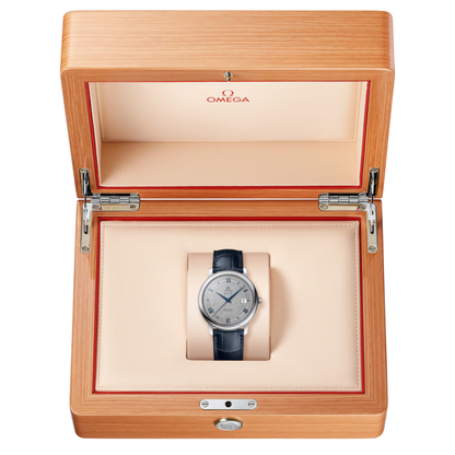 Omega De Ville Prestige Blue Leather Silver Dial Automatic Watch 39.5 mm
