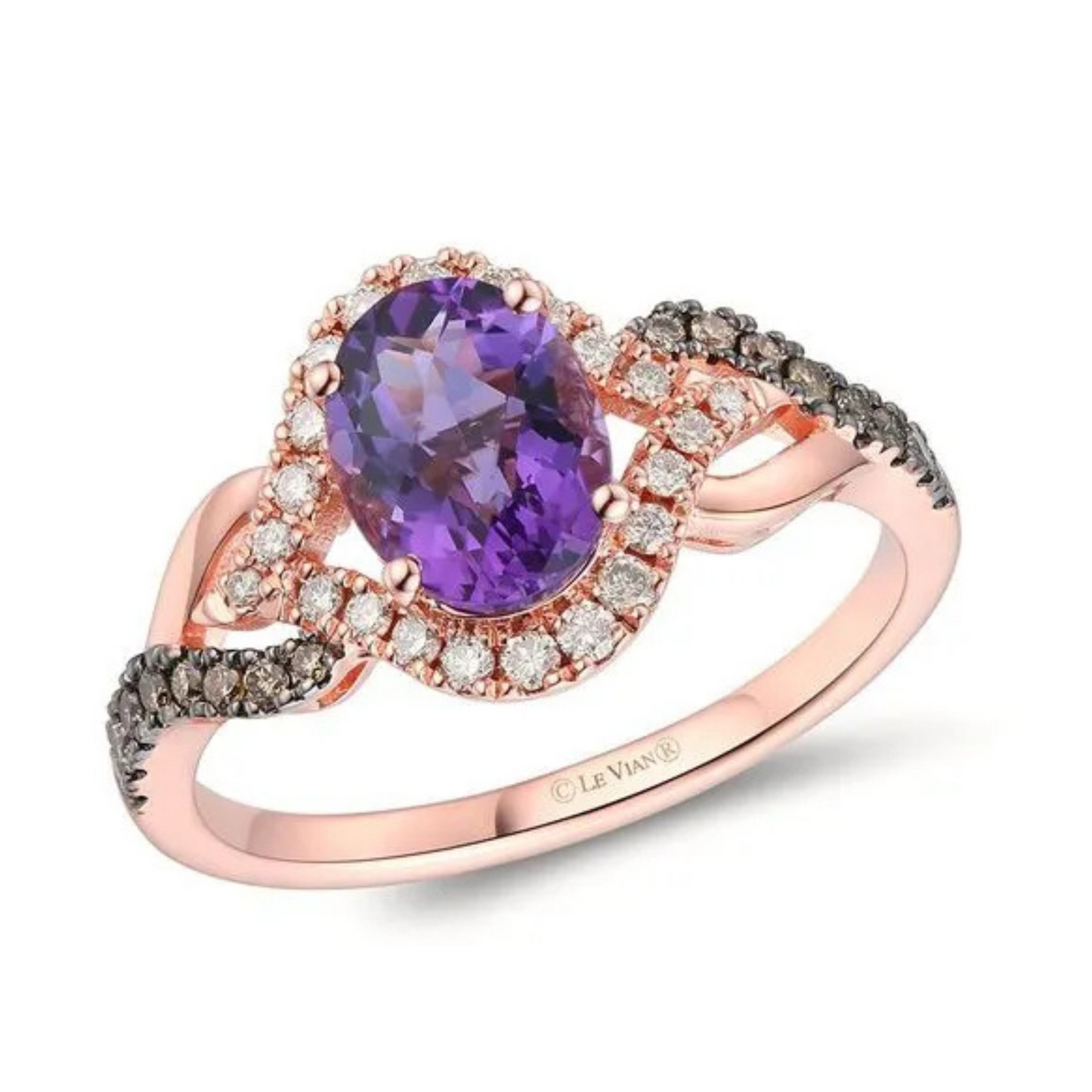 Le Vian 14K Vanilla Gold Grape Amethyst & Diamond Ring 1.125ct
