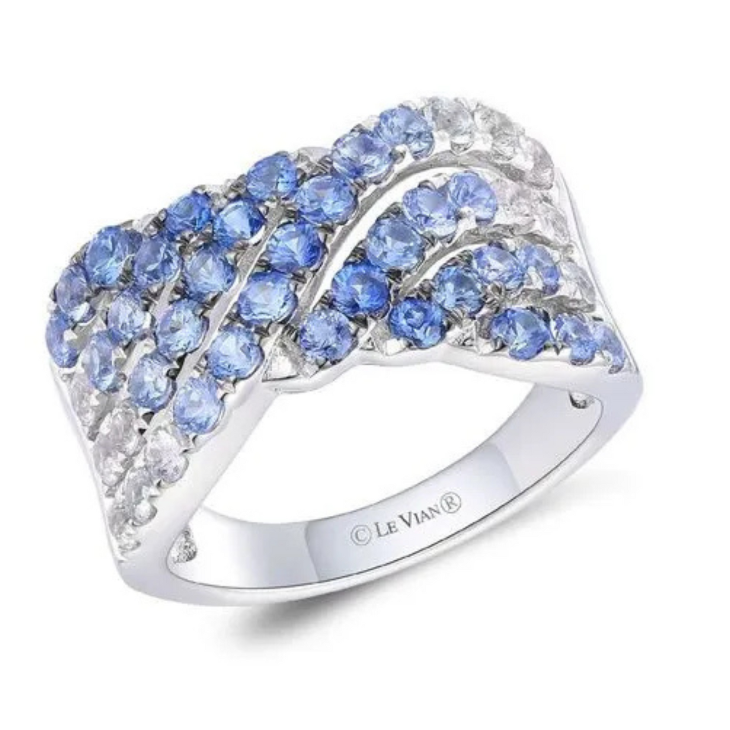 Le Vian 14K Vanilla Gold Ombre Denim & White Sapphire Ring 1.5ct