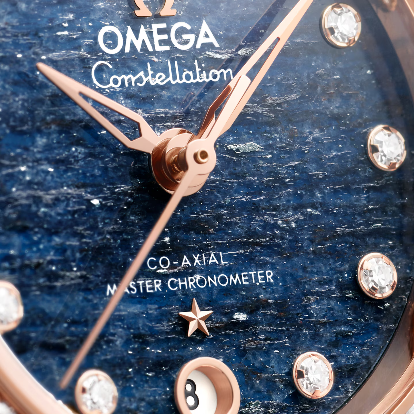 Omega Constellation Sedna Gold Blue Leather Automatic Watch 29 mm
