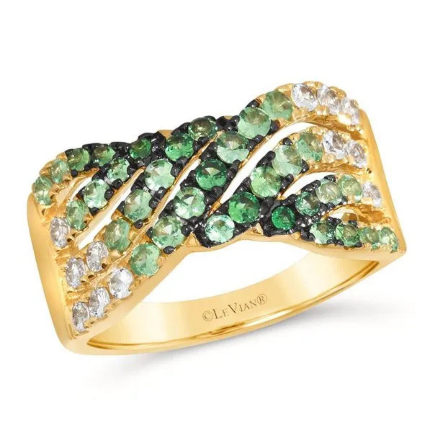 Le Vian 14K Honey Gold Ombre Shade of Tsavorite & White Sapphire Ring 0.75ct