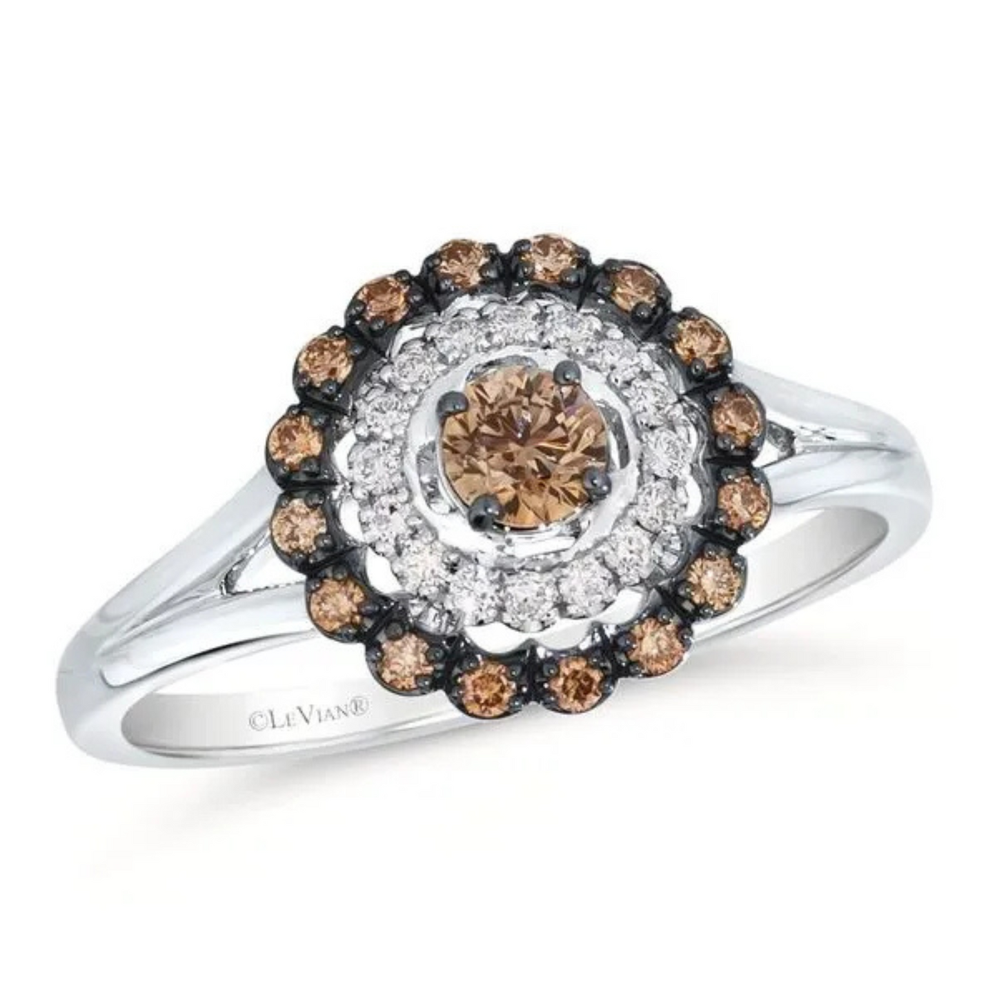 Le Vian 14K Vanilla Gold Chocolate Diamonds and Vanilla Diamonds Ring 0.333ct