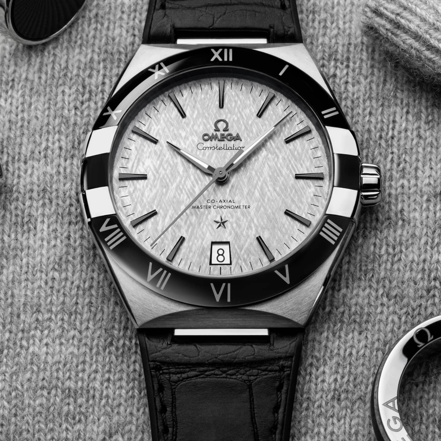 Omega Constellation Black Leather Grey Dial Automatic Watch 41 mm