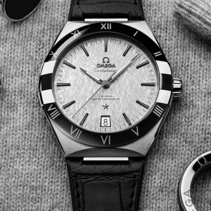 Omega Constellation Black Leather Grey Dial Automatic Watch 41 mm