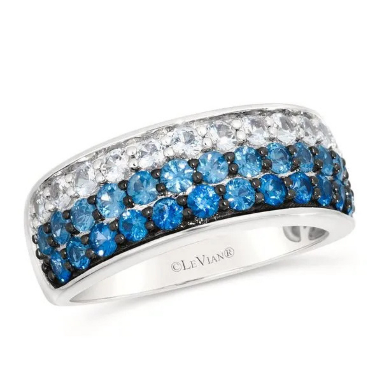 Le Vian 14K Vanilla Gold Denim Ombré and White Sapphire Ring 1ct