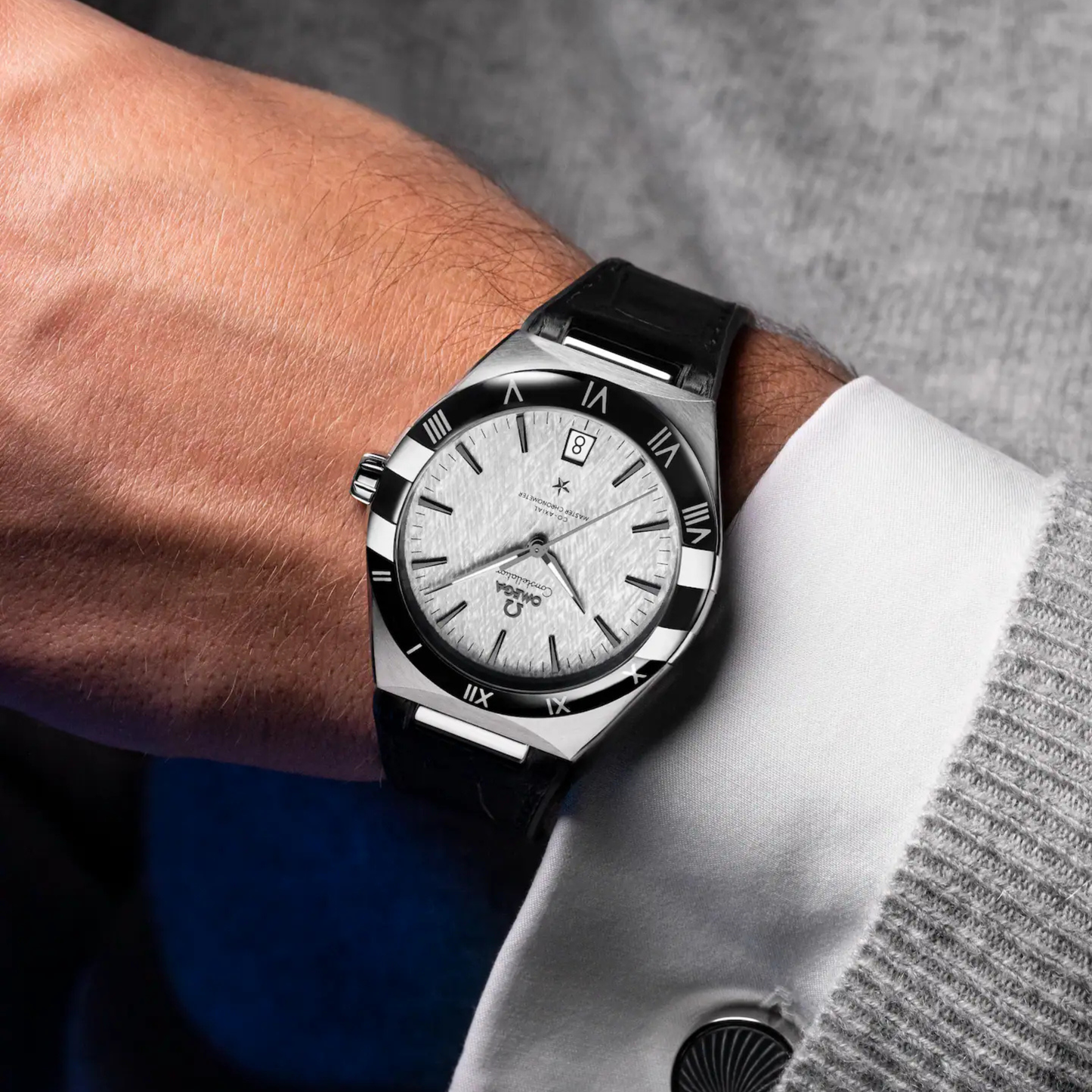 Omega Constellation Black Leather Grey Dial Automatic Watch 41 mm