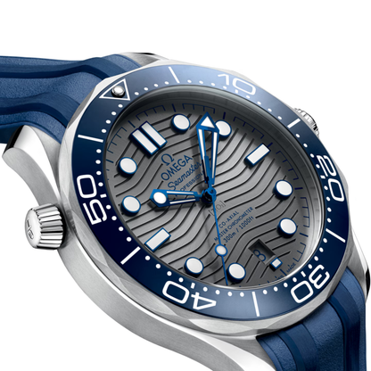Omega Seamaster Diver 300M Blue Rubber Grey Dial Automatic Watch 42 mm