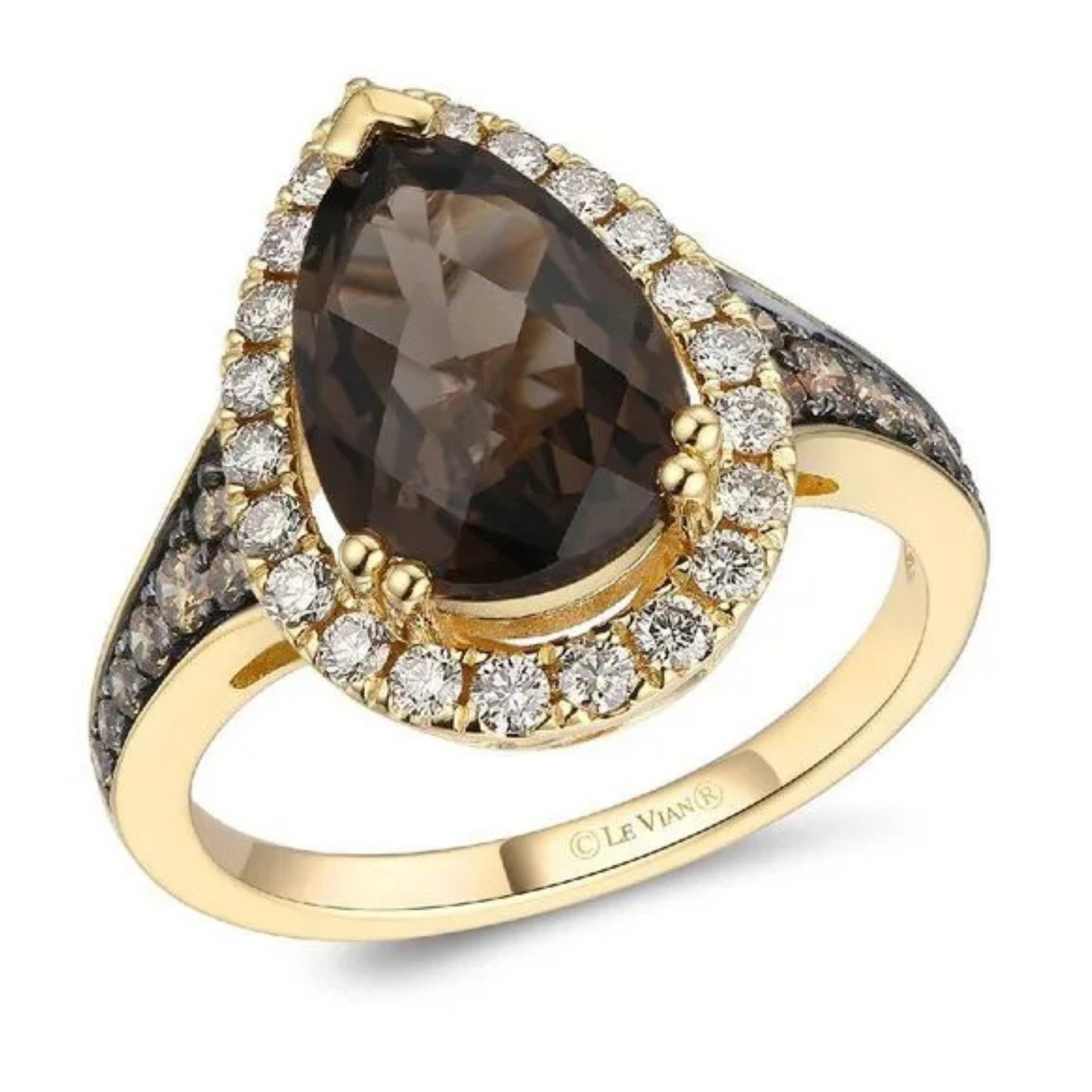 Le Vian 14K Honey Gold Chocolate Quartz, Chocolate Diamonds and Nude Diamonds Ring 2.75ct