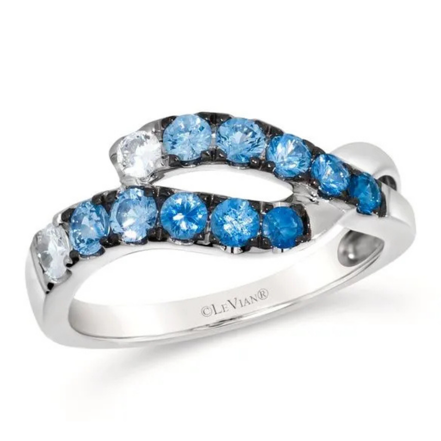 Le Vian 14K Vanilla Gold Denim Ombré and White Sapphire Ring 0.75ct