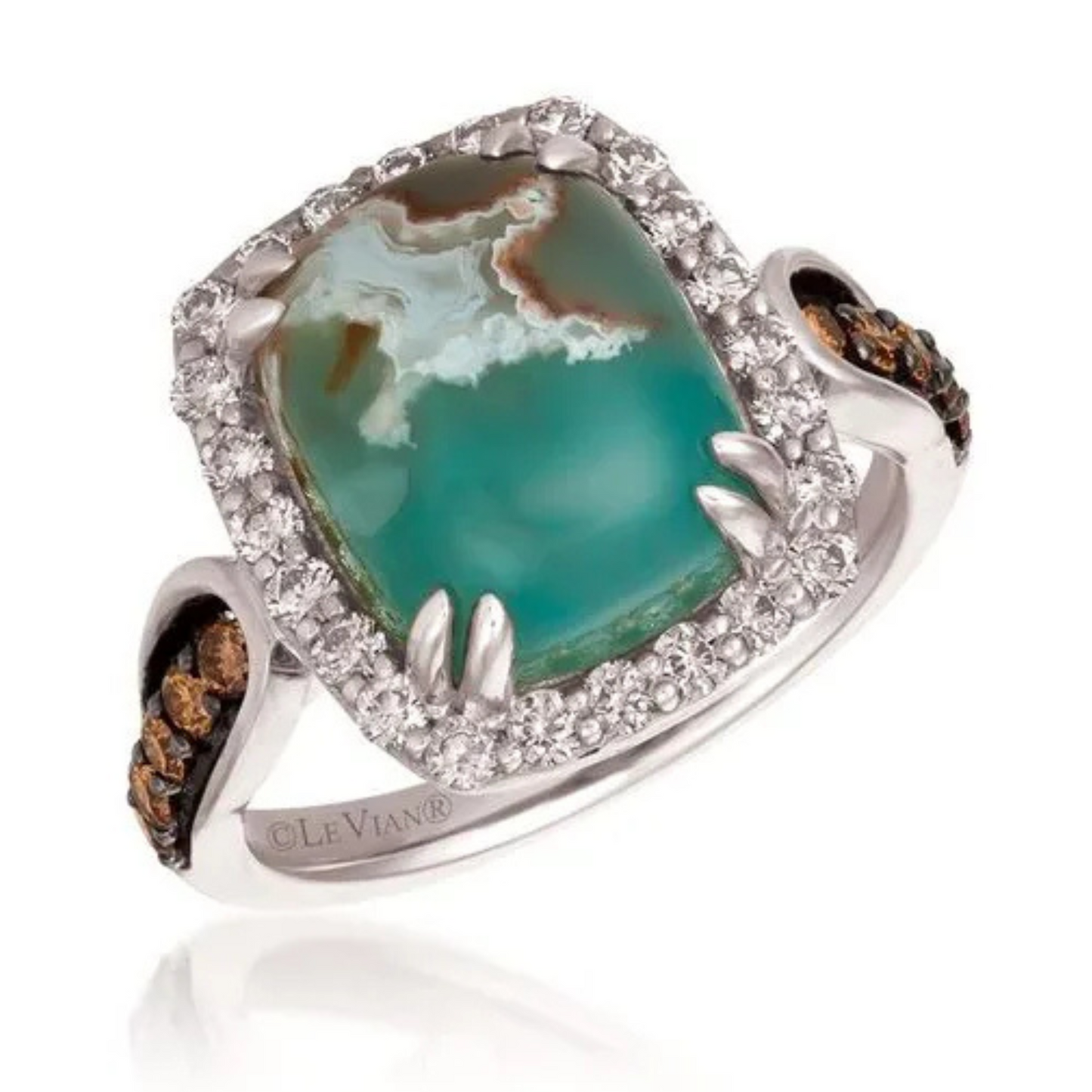 Le Vian 14K Vanilla Gold Peacock Aquaprase, Chocolate Diamonds and Nude Diamonds Ring 6ct