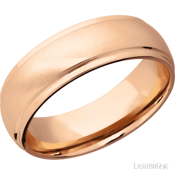 This Rose Gold wedding band features a domed style with a domed setting. The piece is polished and elegant, crafted without diamonds for a refined finish. in 14K Rose' Gold