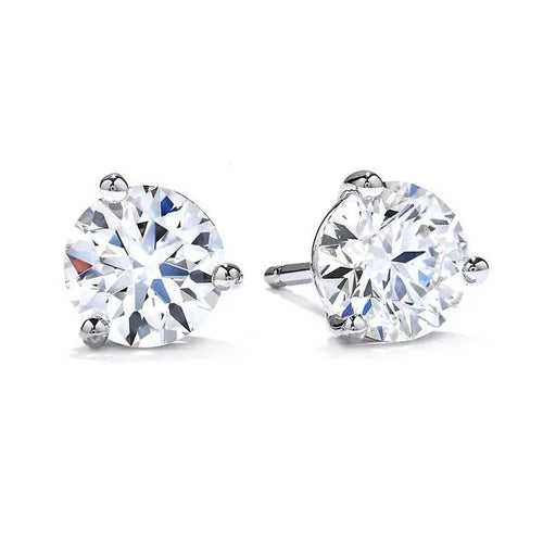 14K White Gold 2.45 ct CVD Diamond Stud Earrings