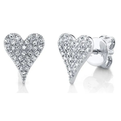 Shy Creation 14K White Gold Heart Diamond Cluster Earrings 0.14ct
