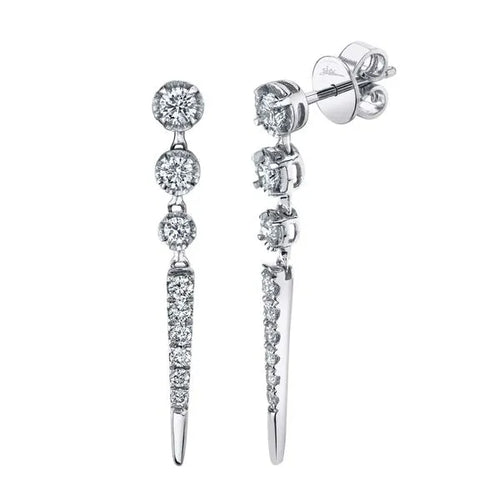 Shy Creation 14K White Gold Round Diamond Drop Earrings 0.84ct