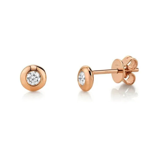 Shy Creation 14K Rose Gold Round Diamond Stud Earrings 0.22ct