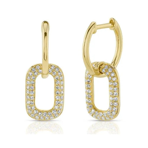 Shy Creation 14K Yellow Gold Round Diamond Huggies Earrings 0.23ct