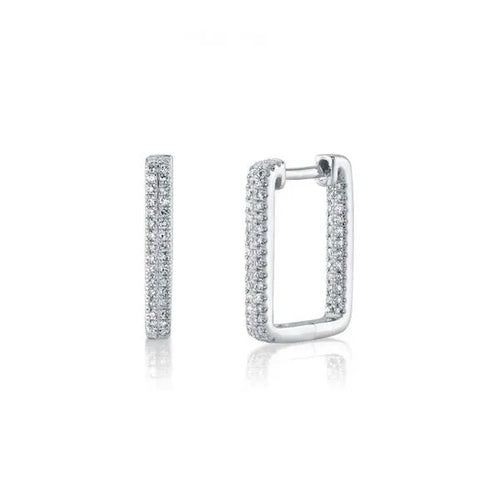 Shy Creation 14K White Gold Round Diamond Small Hoop Earrings 0.27ct