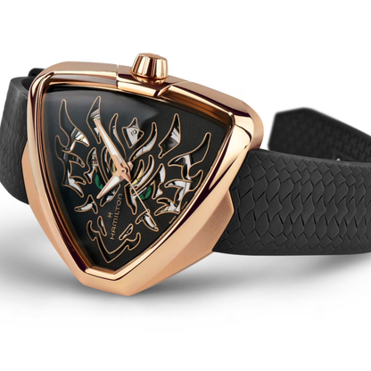 Hamilton Ventura Elvis80 Skeleton Dragon Black Stainless Steel Rose-Gold PVD Automatic Watch 45 mm